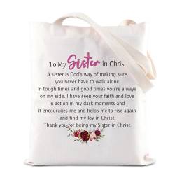 JNIAP Kosmetiktasche mit Aufschrift "Sister In Christ", Geburtstagsgeschenk für Schwester in Christus, Geschenk für Frauen, Make-up-Tasche, christliches Geschenk, Tragetasche für Schwester, modisch von JNIAP