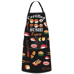 JNIAP Sushi Chef Schürze Sushi Geschenke für Sushi Liebhaber Sushi Anime Schürze Sushi Themed Geschenke Sushi Schürze für Frauen Männer, Sushi-Experte, Large von JNIAP