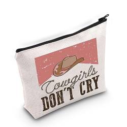 JNIAP Western Cowgirl Tasche für Frauen Cowgirl Don't Cry Make-up-Tasche Western Frauen Geschenk Cowgirl Western Rodeo Reißverschlusstasche, Cremeweiß, Cowgirl Dont Cry von JNIAP