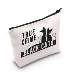 True Crime Junkie Gift True Crime and Black Cats Kosmetiktasche Schwarz Katzenliebhaber Geschenk, True C and Black Cats Tasche von JNIAP