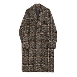 Herbst Winter Lose Bunt Mode Warm Tweed Wolle Mantel Herren Zweireihige Designer-Kleidung, tweed, L von JNKIHAPOT