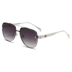 JNWHY Sonnenbrille Herren Piloten-Sonnenschutz Großer Rahmen Metall-Froschbrille Sonnenbrille Für Männer Und Frauen Silber/Graugrau von JNWHY