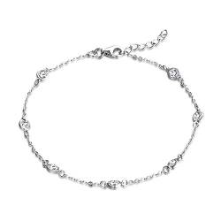 JO WISDOM Damen Armband Bead Silber 925 mit AAA Zirkonia April Geburtsstein Fußkettchen von JO WISDOM