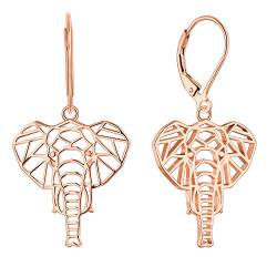 JO WISDOM Damen Ohrringe Elefant Ohrhänger Silber 925,Hängende Tier Schmuck mit Rosévergoldet,Schmuck für Frauen von JO WISDOM