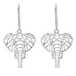 JO WISDOM Damen Ohrringe Elefant Ohrhänger Silber 925,Hängende Tier Schmuck mit Weißgold plattiert,Schmuck für Frauen von JO WISDOM