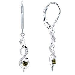 JO WISDOM Damen hängende ohrringe Unendlichkeit infinity silber 925 mit 3A Zirkonia Kristall August Geburtsstein Peridot Farbe,Schmuck für Frauen von JO WISDOM