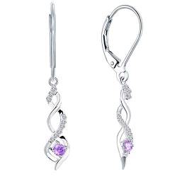 JO WISDOM Damen hängende ohrringe Unendlichkeit infinity silber 925 mit 3A Zirkonia Kristall Februar Geburtsstein Amethyst Farbe,Schmuck für Frauen von JO WISDOM