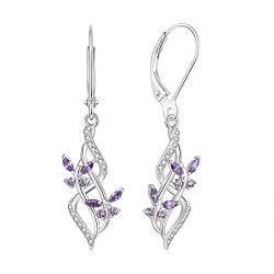 JO WISDOM Ohrringe Hängende Unendlichkeit Silber 925,Ohrringe Schmetterling Damen mit 3A Zirkonia Februar Geburtsstein Amethyst Farbe,Schmuck für Frauen von JO WISDOM