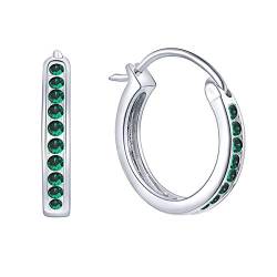 JO WISDOM creolen ohrringe silber 925 damen mit 3A zirkonia Mai Geburtsstein Smaragd Farbe,Schmuck für Frauen von JO WISDOM