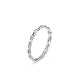 Dünne Twist Ring s925 Sterling Silber geflochten Infinity Twisted Stacking Pinky Knuckle Daumen Mittelfinger Erklärung Ehering Band Größe 5-9 von JOATVEE