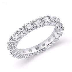 JOATVEE Plated Silber Eternity Bands Ringe Cubic Zirconia Love Ring 3mm Princess Cut Stackable Ringe für Frauen von JOATVEE