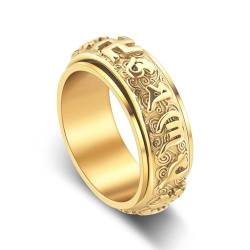 JOATVEE Vintage Mens Turnable Titanium Steel Ring Personalisierte Edelstahl Relief Angst Ring Engagement Hochzeit Band von JOATVEE