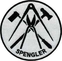 JOB Stick-Aufnäher Patch Zunft Emblem Wappen SPENGLER Ø 8 cm schwarz/weiß von JOB-Kleidung