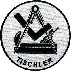 JOB Stick-Aufnäher Patch Zunft Emblem Wappen TISCHLER Ø 8 cm schwarz/weiß von JOB-Kleidung