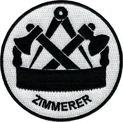 JOB Stick-Aufnäher Patch Zunft Emblem Wappen ZIMMERER Ø 8 cm schwarz/weiß von JOB-Kleidung