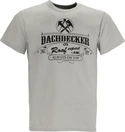 JOB ROOF-EXPERT-T-Shirt zinkgrau, Rundhals, Dachdecker S von JOB