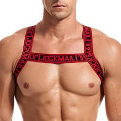 Herren-Geschirr für Herren, Stretch, Fitness, Schultergurt, bauchfreies Top, Brust, Muskelgeschirr, Herren, Schultergurt, Rot/Ausflug, einfarbig (Getaway Solids), Large/X-Large von JOCKMAIL