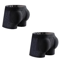 JOCKMAIL 2 Stück gepolsterte Herren-Boxershorts zur Verbesserung des Gesäßes, Schwarz , M von JOCKMAIL