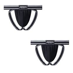 JOCKMAIL 2Stück/Packung Herren Unterwäsche Suspensorium Jockstrap Athletic Supporter Jockstrap Herren Suspensorium Sport Unterwäsche Herren Slips Sport Unterwäsche (L, SCHWARZ) von JOCKMAIL