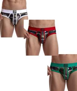 JOCKMAIL 3 Pack Herren Camoflage Unterwäsche Boxer Sexy Klassisch Gedruckt Camouflage Männer Unterwäsche Höschen, 373-grün+weiß+rot, XX-Large von JOCKMAIL