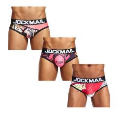 JOCKMAIL 3 STÜCKE/Pack Herren Unterwäsche Slip Herren Karikatur Männer Unterwäsche Herren Slip (DE/NL/SE/PL, Alphanumerisch, L, Regular, Regular, 330+333+336) von JOCKMAIL