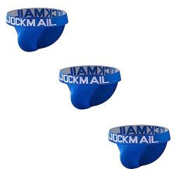 JOCKMAIL 3 Stück/Pack Herren Slips Herren Unterwäsche Baumwolle Herren Slips Pack (DE/NL/SE/PL, Alphanumerisch, XXL, Regular, Regular, blau+blau+blau) von JOCKMAIL