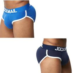 JOCKMAIL Boxer Briefs Herren Shapewear Enhancing Butt Lifter Unterwäsche Butt Lifting Abnehmbare Pad Cup, 345-blau+marineblau, Medium von JOCKMAIL