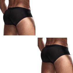 JOCKMAIL Boxer Briefs Herren Shapewear Enhancing Butt Lifter Unterwäsche Butt Lifting Abnehmbare Pad Cup, Blak-2er-Pack, Medium von JOCKMAIL