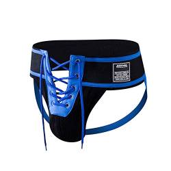 JOCKMAIL Herren Baumwolle Breite Gürtel Jockstrap Unterwäsche Jock Straps Männlichen Korsett Athletic Unterstützer Männer Sport Unterwäsche, blau, XL von JOCKMAIL