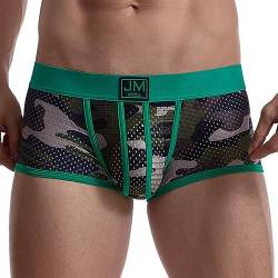 JOCKMAIL Herren Boxershorts Klassisch Gedruckt Camouflage Männer Unterwäsche Höschen, Grün , Large von JOCKMAIL