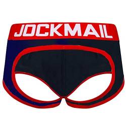 JOCKMAIL Herren Jock Strap Unterhose Jockstrap Hupster Shorts Push Up Rot Blau (M) von JOCKMAIL