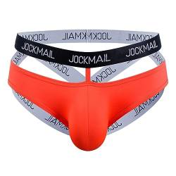 JOCKMAIL Herren Jockstrap Tangas Unterwäsche Athletic Supporter Herren G-String Männer Unterwäsche (L, ORANGE) von JOCKMAIL