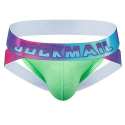 JOCKMAIL Herren Jockstrap Unterwäsche Athletic Supporters Rainbow Low Rise Herren Sport Unterwäsche (M, GRÜN) von JOCKMAIL