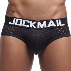 JOCKMAIL Herren Mesh Boxer Briefs Schnell Trocknende Unterwäsche Männer Atmungsaktive Eis Seide männer Unterwäsche Trunks Unterhosen, 352 - Schwarz, XX-Large von JOCKMAIL