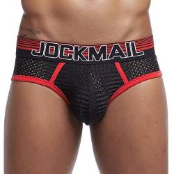 JOCKMAIL Herren Mesh Boxer Briefs Schnell Trocknende Unterwäsche Männer Atmungsaktive Eis Seide männer Unterwäsche Trunks Unterhosen, 355 - Rot, Medium von JOCKMAIL