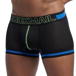 JOCKMAIL Herren Mesh Boxer Briefs Schnell Trocknende Unterwäsche Männer Atmungsaktive Eis Seide männer Unterwäsche Trunks Unterhosen, 401 - Schwarz, X-Large von JOCKMAIL