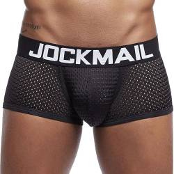 JOCKMAIL Herren Mesh Boxer Briefs Schnell Trocknende Unterwäsche Männer Atmungsaktive Eis Seide männer Unterwäsche Trunks Unterhosen, 442 - Schwarz, X-Large von JOCKMAIL