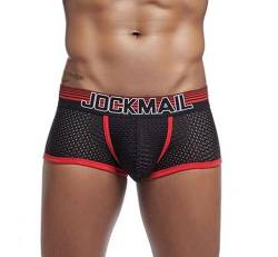 JOCKMAIL Herren Mesh Boxer Briefs Schnell Trocknende Unterwäsche Männer Atmungsaktive Eis Seide männer Unterwäsche Trunks Unterhosen, Rot/Ausflug, einfarbig (Getaway Solids), Medium von JOCKMAIL