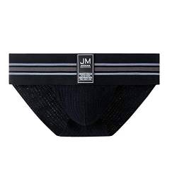 JOCKMAIL Herren Slip Sportlich Unterstützer Breiter Gürtel Komfortabel Herren Unterwäsche Slip für Turnhalle Sport (M, SCHWARZ) von JOCKMAIL