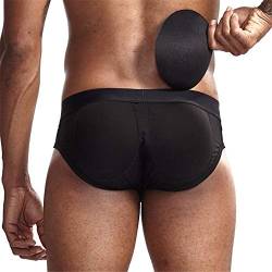 JOCKMAIL Herren Slips mit Butt Pad Unterwäsche Sportlich Radfahren Unterwäsche Boxershorts Baumwolle Push Up Cup Unterwäsche (XXL, Schwarz) von JOCKMAIL