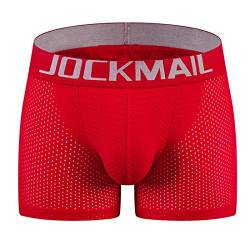 JOCKMAIL Herren Unterwäsche Boxershorts Herren gepolsterte Unterwäsche Boxer mit Hüftpolster Herren Boxers (XL, 464ROT) von JOCKMAIL