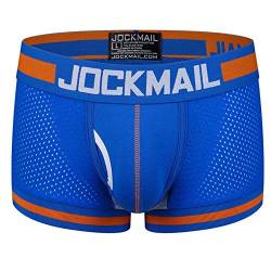 JOCKMAIL SEXY Herren Boxers Männer Sexy Mesh Pouch Unterwäsche Boxershorts Baumwolle Herren Boxershorts (as3, Alpha, x_l, Regular, Regular, Blau401) von JOCKMAIL