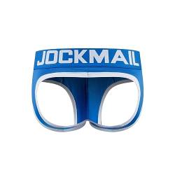 JOCKMAIL Sexy Herren Boxershorts Jockstrap Männer Sexy Unterwäsche Rückenfreies Gesäß Herren Strings Schwule Unterwäsche (XL, 404BLAU) von JOCKMAIL
