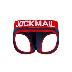 JOCKMAIL Sexy Herren Boxershorts Jockstrap Männer Sexy Unterwäsche Rückenfreies Gesäß Herren Strings Schwule Unterwäsche (XL, 404NAVY) von JOCKMAIL