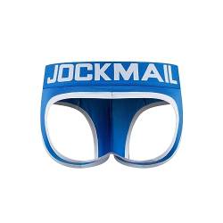 JOCKMAIL Sexy Herren Boxershorts Jockstrap Männer Sexy Unterwäsche Rückenfreies Gesäß Herren Strings Schwule Unterwäsche (XXL, 404BLAU) von JOCKMAIL