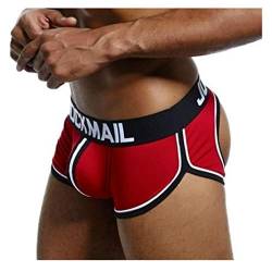 JOCKMAIL Sexy Herren Boxershorts Jockstrap Männer Sexy Unterwäsche Rückenfreies Gesäß Herren Strings Schwule Unterwäsche (XXL, Rot) von JOCKMAIL