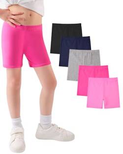 JOCMIC Mädchen Radlerhose Baumwolle Shorts für Teenager Kinder Kurze Hose Leggings 5 Paar von JOCMIC