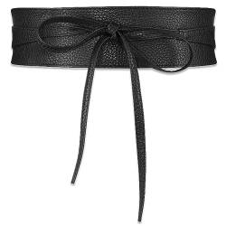 JOCXZI 1Pcs Women's Leather Bowknot Waist Band Wide Belt Corset Retro Tied Corset Bandage Strap Costume PU Leather Cinch Dress Waist Belt Tied Waspie Waist Belt(Black) von JOCXZI