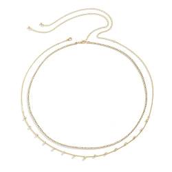 JOCXZI Quaste Pailletten Geschichtet Bauch Taille Kette - Strass Hüftkette Gold Kristall Bauchketten Geschichtet Funkelnd Hüftkette Bikini-Kette Körperschmuck für Frauen und Mädchen von JOCXZI