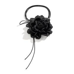 JOCXZI Rose Choker Blume Halskette,Tiaras Schnürung Rose,Rose Schärpe Gürtel Kragen,Haarband für Frauen Hut Band(Schwarze) von JOCXZI